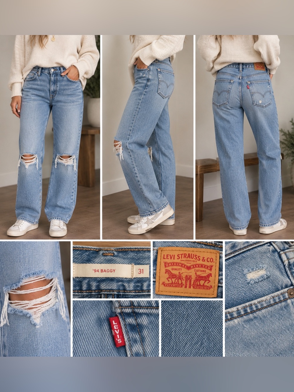 Levi's ‘94 Baggy Distressed Wide Leg Jeans